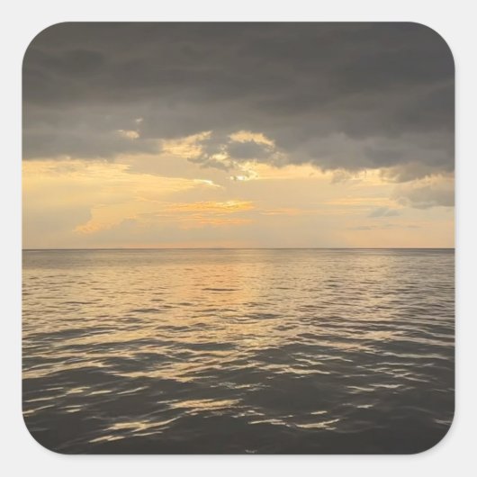 Ocean Sunset Reflection Photography-Beautiful Sea Vierkante Sticker (Voorkant)