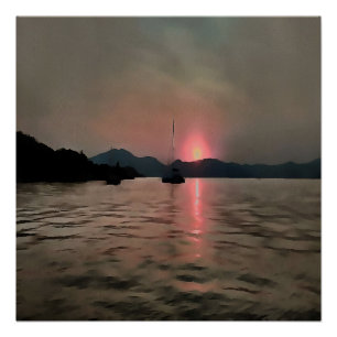 Ocean Sunset Sailboat Sunset Bozburun Marmaris Perfect Poster