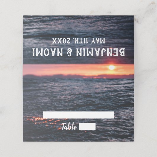Ocean Sunset Wedding Place kaarten (Buitenkant ongevouwen)