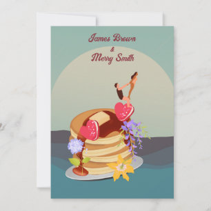 Ocean Surfing op Pancakes Sweet Love Wedding Kaart