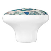 Ocean Swirl Whirling Blauw & Wit Zee thema Mozaïek Keramische Knop (Zijkant)