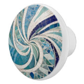 Ocean Swirl Whirling Blauw & Wit Zee thema Mozaïek Keramische Knop (Rechts)
