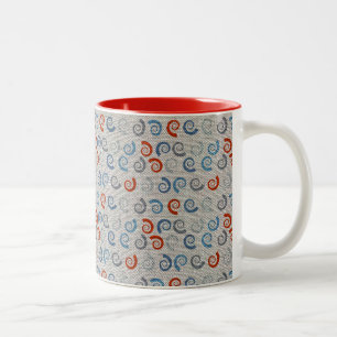Ocean Swirls Linen Kijk Tweekleurige Koffiemok