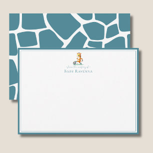 Ocean Teal Giraffe Huid Nieuwe Baby Kamer Notitiekaartje