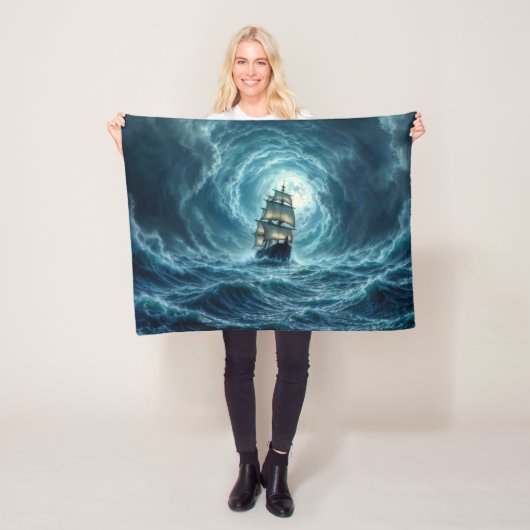 Ocean Tempest storm galjoen scheepsreis Fleece Deken (In situ)