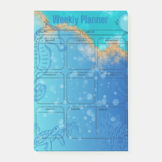 Ocean thema weekplanner post-it® notes (Voorkant)