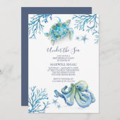 Océan Thème 1er anniversaire Invitation (Devant / Derrière)