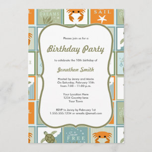 Océan Thème Anniversaire Invitation