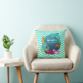 Ocean Theme Baby shower; Aqua Green Chevron Kussen (Stoel)