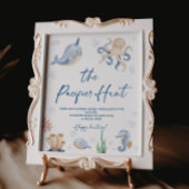 Ocean Theme Baby shower Fopspeen Hunt Spel Teken Poster