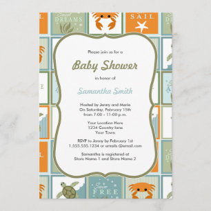 Ocean Theme Baby shower Invitation Kaart