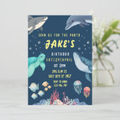Ocean Theme Birthday Invitation Kaart (Staand voorkant)
