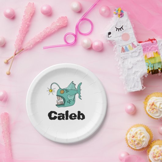 Ocean Theme Boys Verjaardag Anglerfish Paper Bord (Feest)