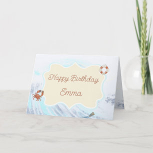 Ocean Theme Happy Birthday op maat van naam Kaart