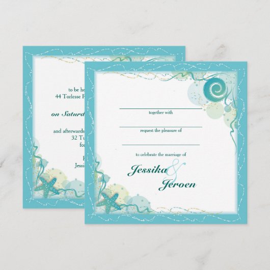 Ocean Theme Wedding invitation (Devant / Derrière)