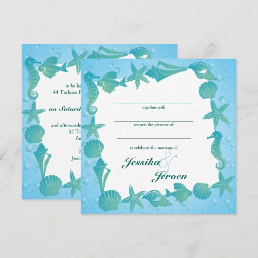 Ocean Theme Wedding invitation (Devant / Derrière)