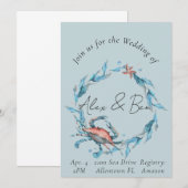 Ocean Theme Wedding Uitnodigingen voor Beach Weddi (Voorkant / Achterkant)
