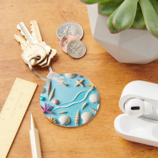 Ocean-Themed Keychain – Sea Life Design with Shell