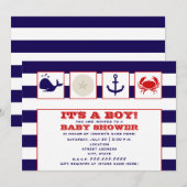 Ocean Thgeacht Baby shower Invitation Kaart (Voorkant / Achterkant)