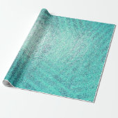Ocean Tiffany Aqua Paint Strepen Linnen Metallic Cadeaupapier (Uitgerold)