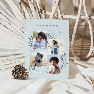 Ocean Treasures 4 Foto Kastal Kerstmis Feestdagenkaart