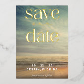 Ocean Tropical Gold Foil Save The Date Folie Uitnodiging (Voorkant)