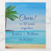 Ocean Tropical Golden 50e bruiloft Jubileum Wijn Etiket (Enkel label)