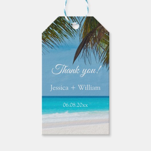 Ocean Tropical Wedding Jubileum Dank u Cadeaulabel (Voorkant)