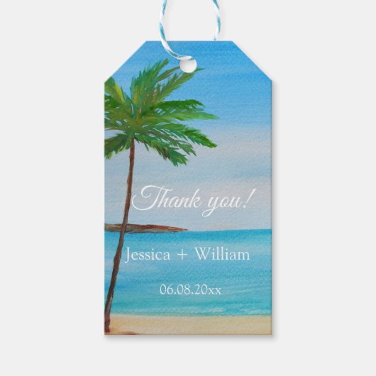 Ocean Tropical Wedding Jubileum Dank u Cadeaulabel (Voorkant)
