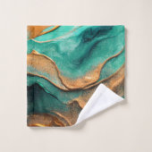 Océan Turquoise et bronze Abstrait Art (Gant de toilette)