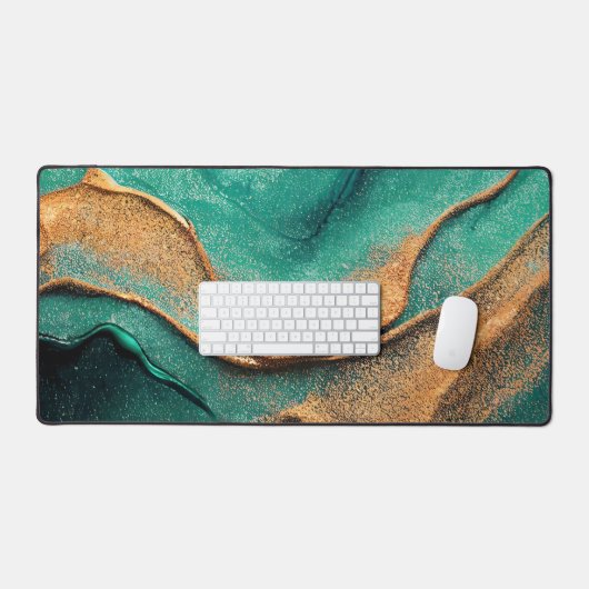 Océan Turquoise et bronze Abstrait Art (Clavier et souris)