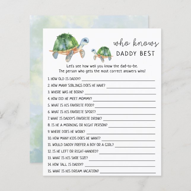 Ocean Turtles - Wie kent DADDY het beste (Voorkant / Achterkant)