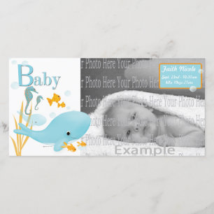 Ocean Uitzicht Baby Fotoaankondiging Aankondiging