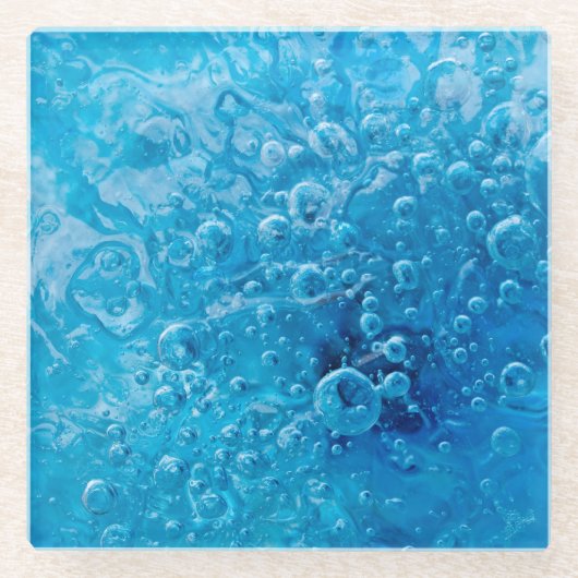 Ocean under - Abstract Blue Bubbles Glazen Onderzetter (Voorkant)