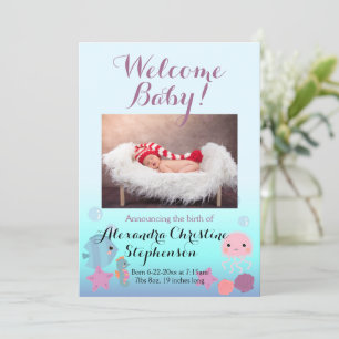 Ocean Under the Sea Beach Girl Faire-part de naiss