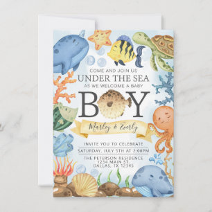 Ocean Under the Sea Boy Baby shower Invitation