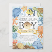 Ocean under the Zee Boy Baby shower Invitation Kaart (Voorkant)