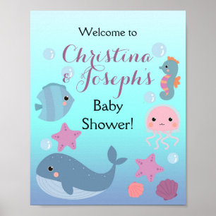 Ocean Under the Zee Meisje Baby shower Welkom Poster