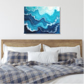 Ocean Veins – Deep Sea Fluid 24"x18" Abstract Canvas Afdruk (Insitu (Slaapkamer))