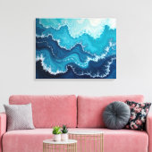 Ocean Veins – Deep Sea Fluid 24"x18" Abstract Canvas Afdruk (Insitu (Woonkamer))