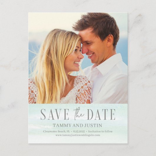Ocean Vibes Beach Wedding Save the Date Briefkaart (Voorkant)