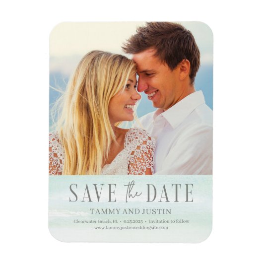 Ocean Vibes Beach Wedding Save the Date Magnet Magneet (Verticaal)