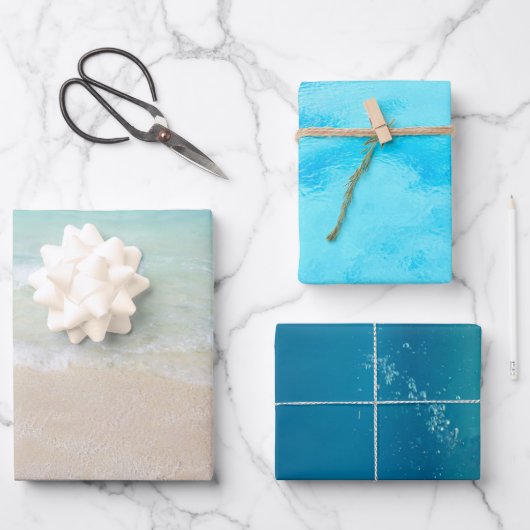 Ocean Water Beach Blue Zee Inpakpapier Vel (Voorkant)