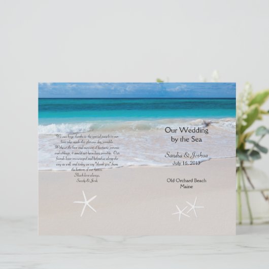 Ocean Water & Beach Sand Wedding Program Sjabloon (Staand voorkant)