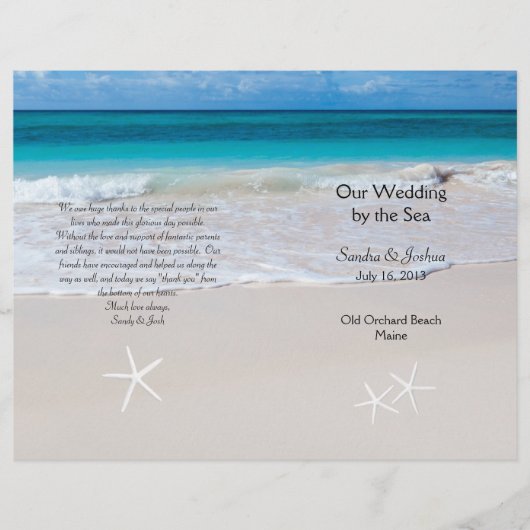 Ocean Water & Beach Sand Wedding Programme Modèle (Devant)