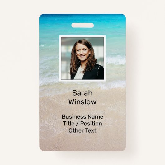 Ocean Water Beach Scene Photo Custom Badge (Voorkant)