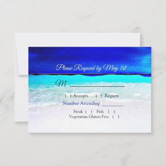 Ocean Water Blue Beachy Wedding Carte RSVP (Devant)
