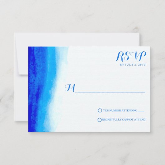 Ocean Watercolor Blue Wedding Cartes RSVP (Devant)
