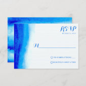 Ocean Watercolor Blue Wedding Cartes RSVP (Devant / Derrière)
