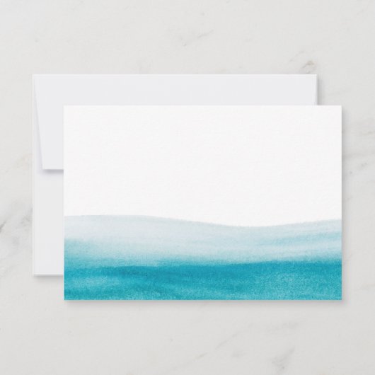 Ocean Watercolor Gold Script Plage Mariage RSVP (Dos)